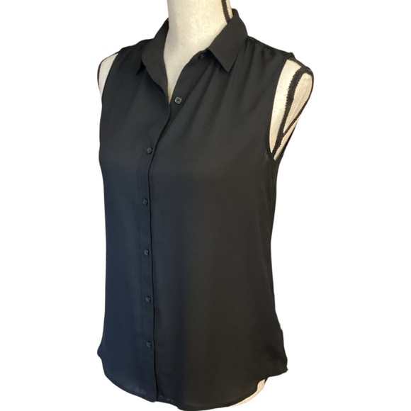 Express‎ Semi-Sheer Black Sleeveless Lace Back Blouse, Size XS NWT - Picture 3 of 6